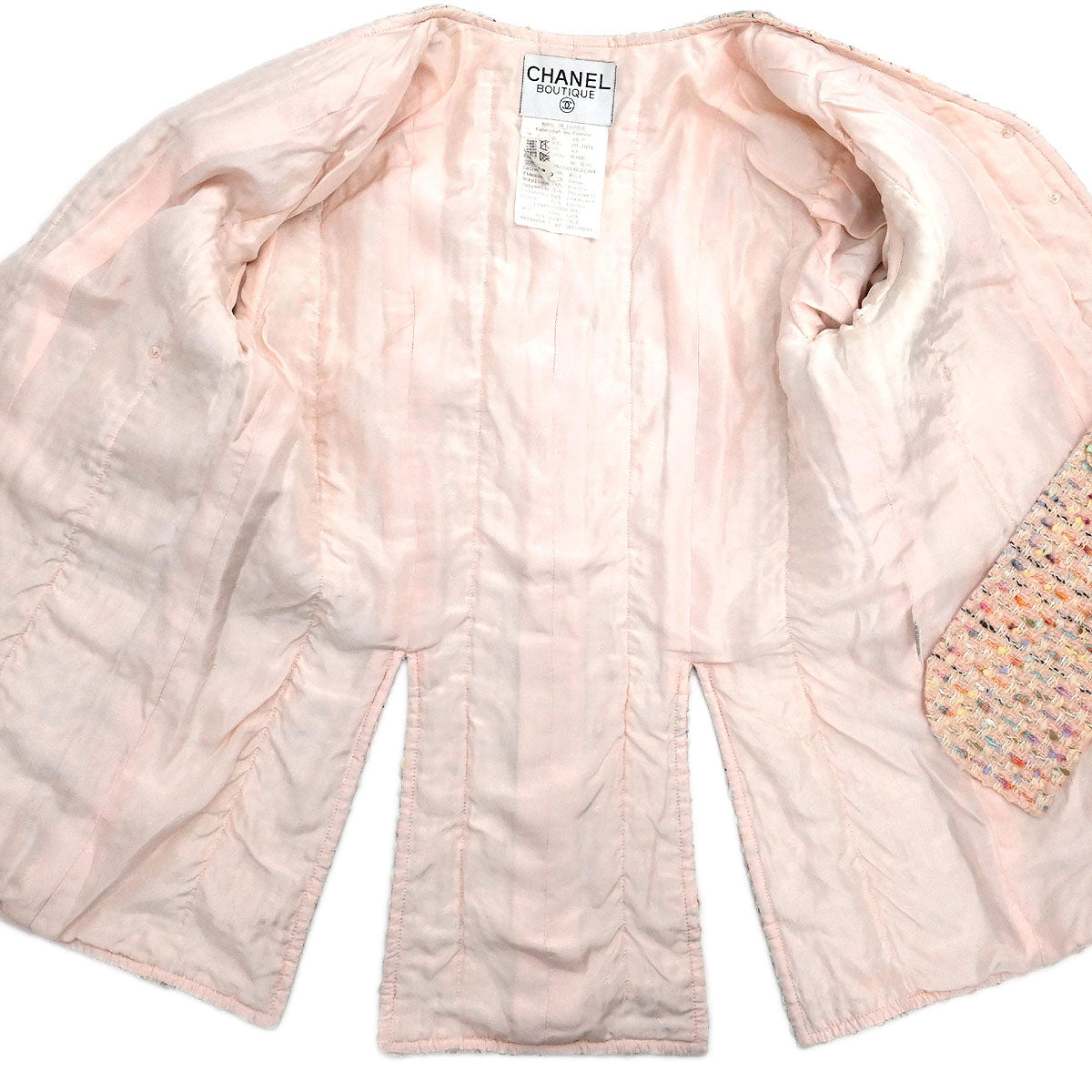 Chanel 1994 Setup Suit Jacket Skirt Tweed Pink #40