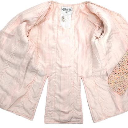 Chanel 1994 Setup Suit Jacket Skirt Tweed Pink #40