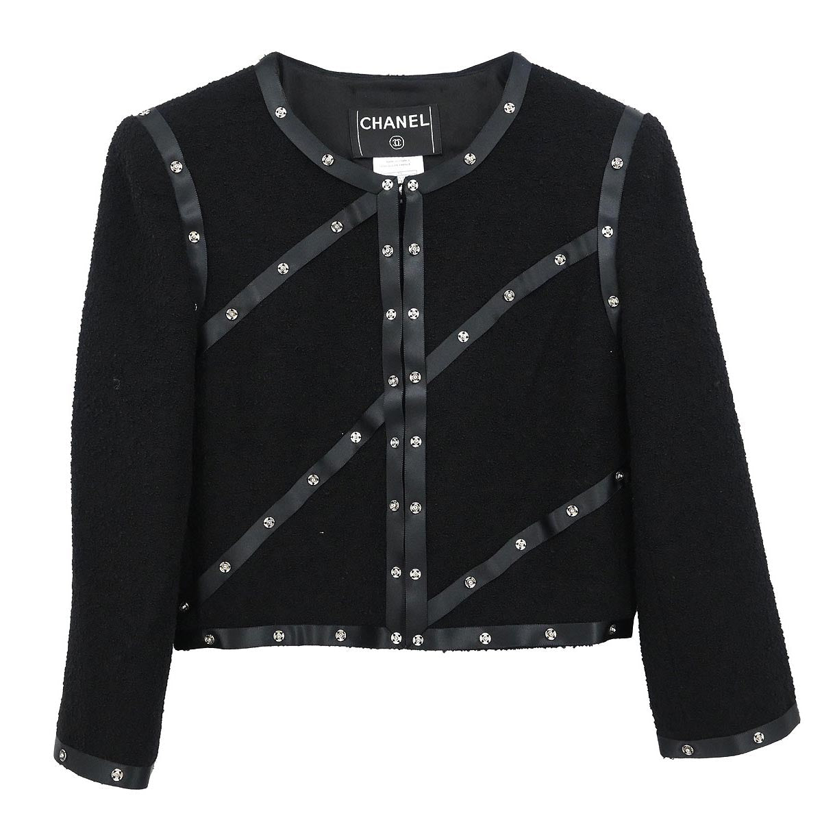 Chanel 2003 Collarless Jacket Black #38