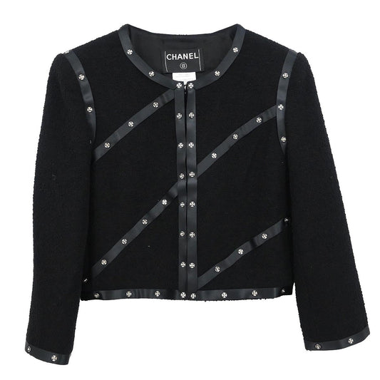 Chanel 2003 Collarless Jacket Black #38