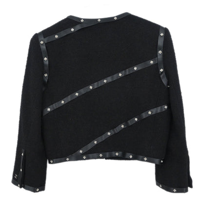 Chanel 2003 Collarless Jacket Black #38