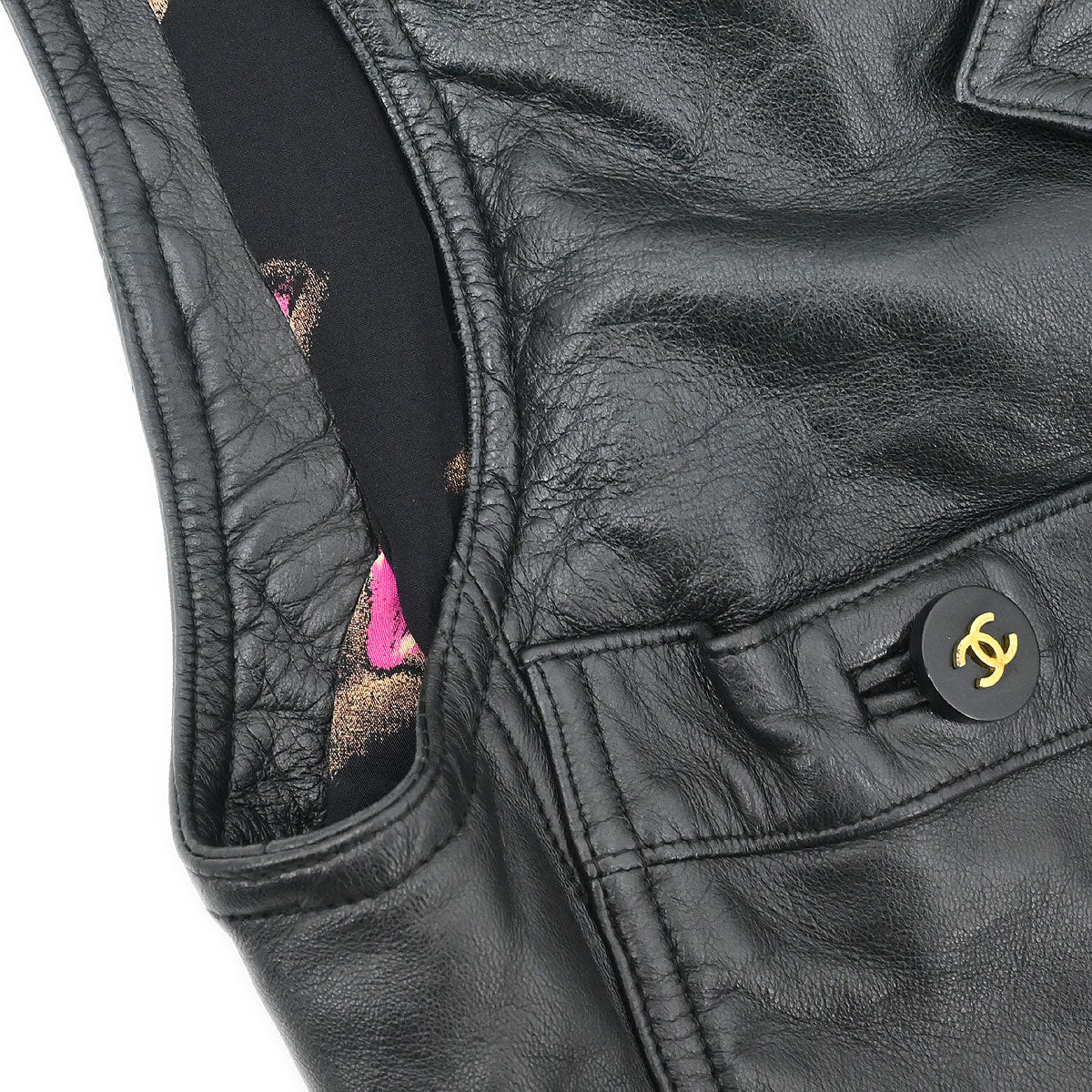 Chanel 1995 Sleeveless Single Breasted Jacket Black #38