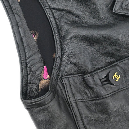 Chanel 1995 Sleeveless Single Breasted Jacket Black #38