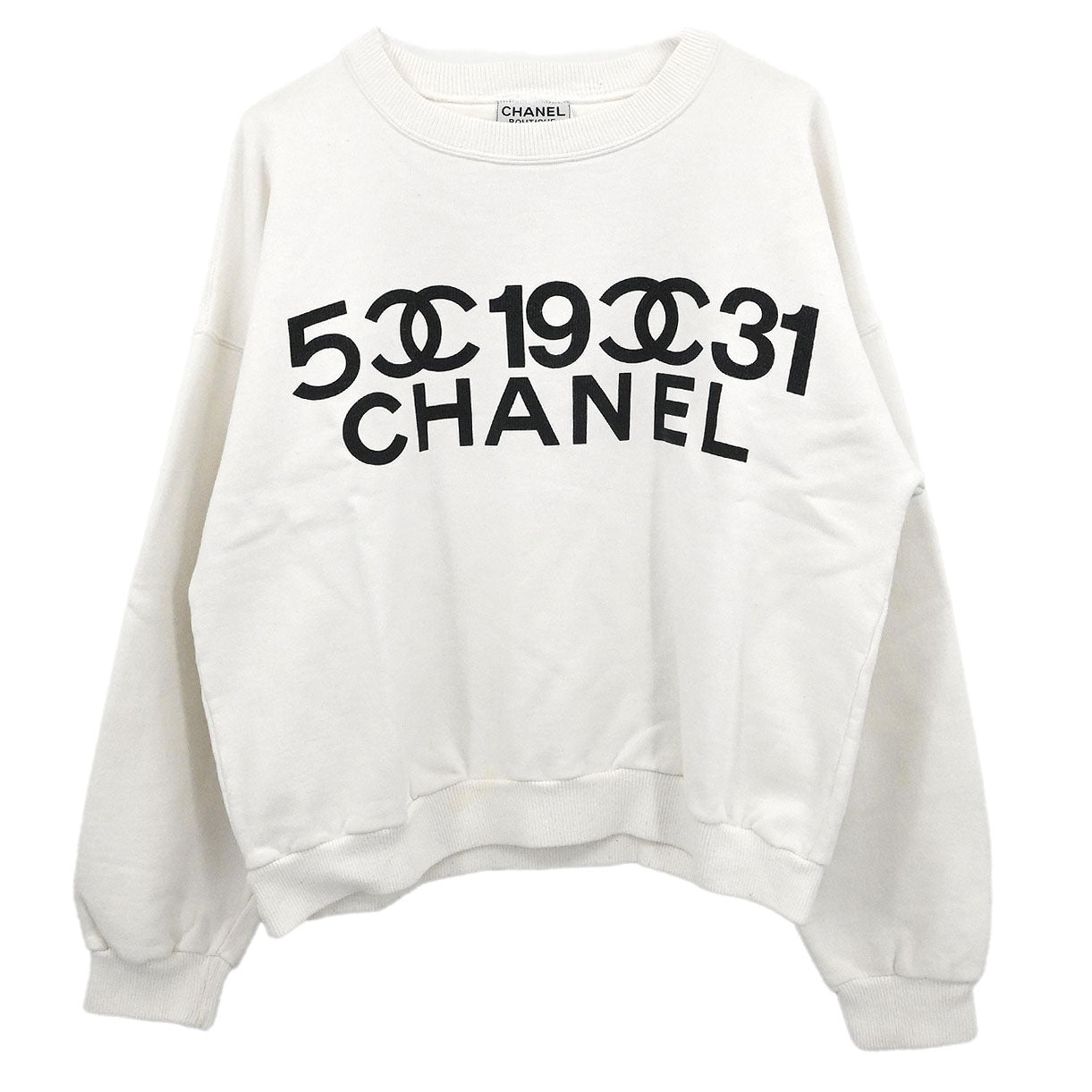 Chanel Long Sleeve Top Sweater White #L