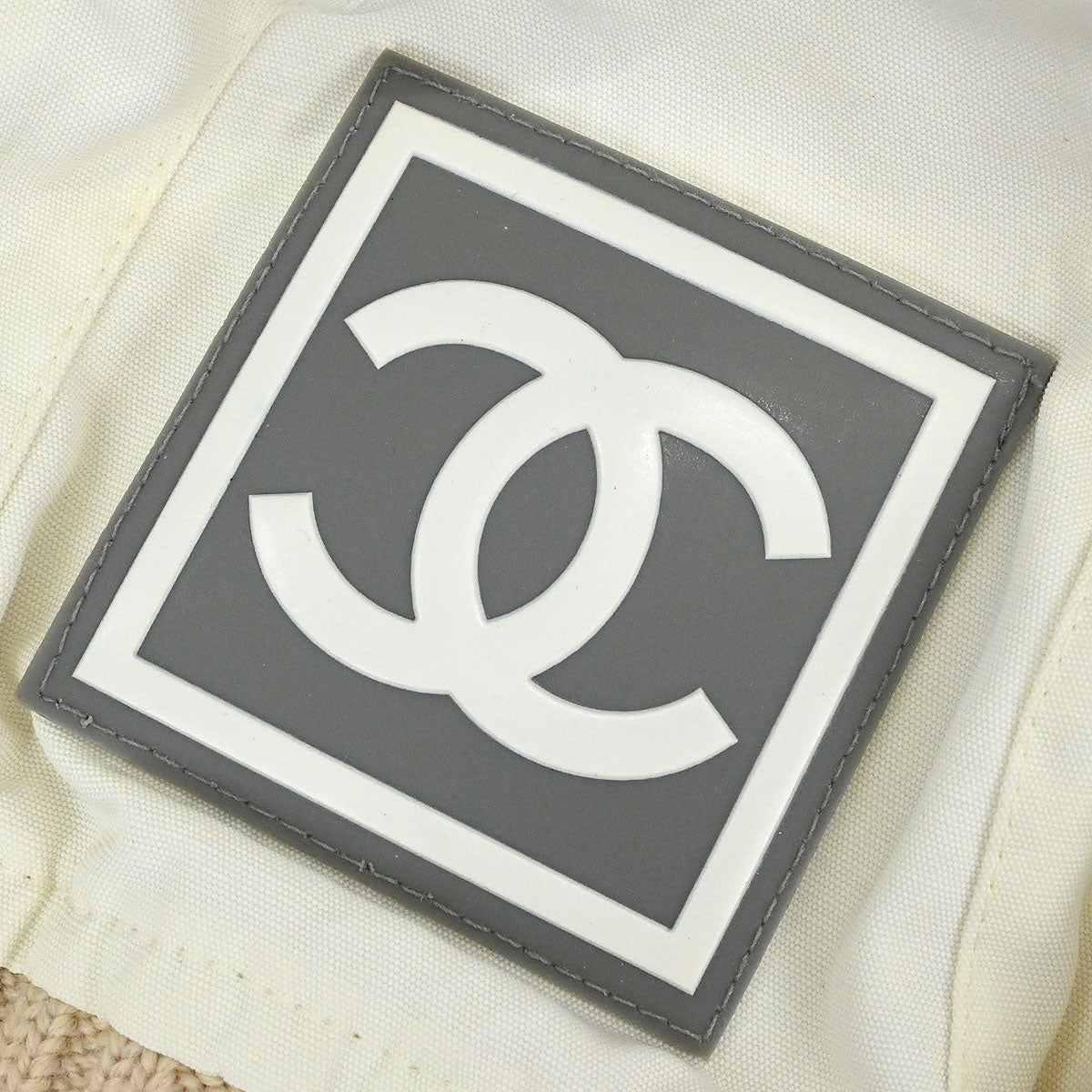 Chanel White Sport Line Knit Cap #M Small Good