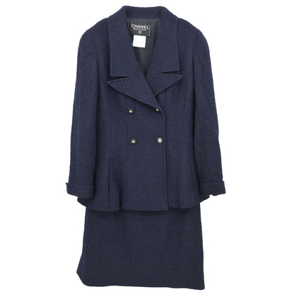 Chanel 1996 Setup Suit Jacket Skirt Navy #40