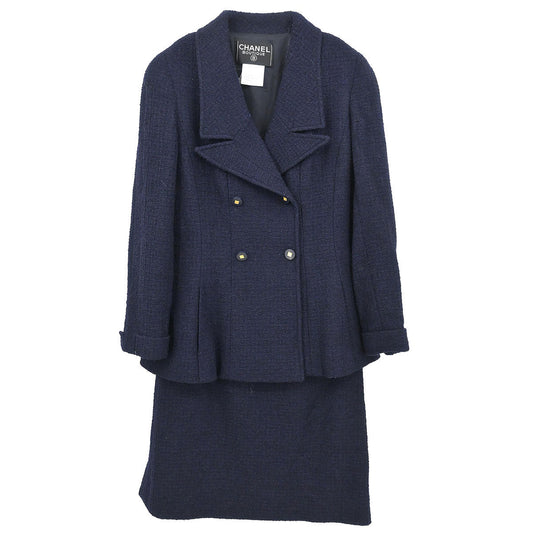 Chanel 1996 Setup Suit Jacket Skirt Navy #40