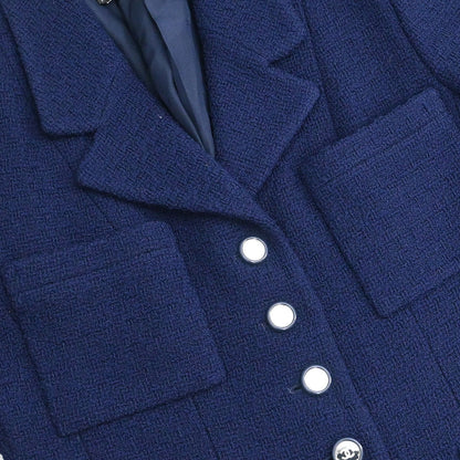Chanel Setup Suit Jacket Skirt Navy #38