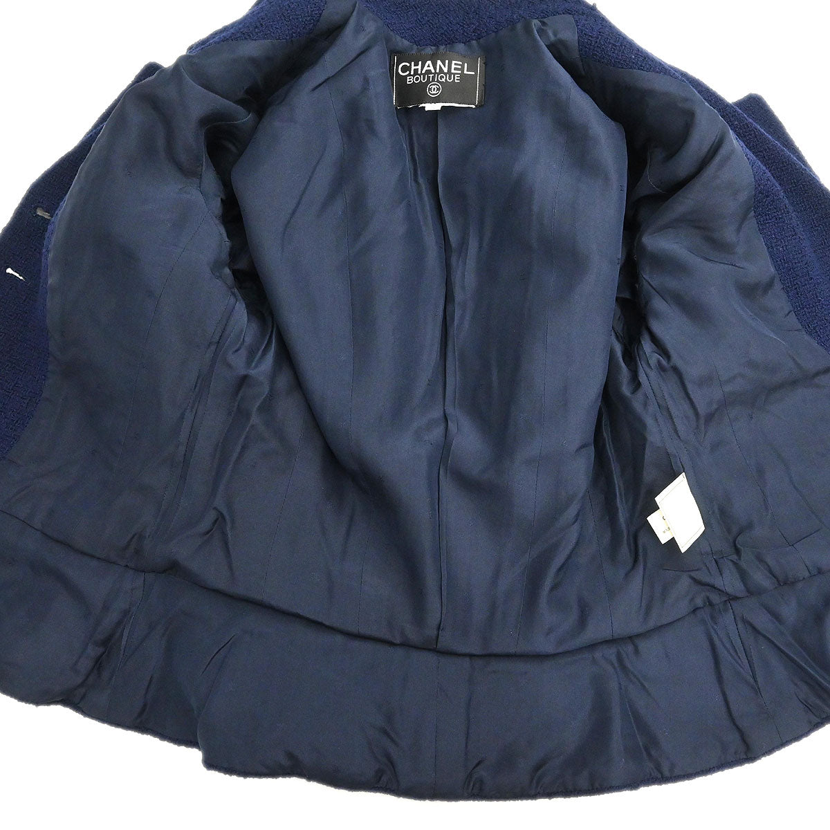 Chanel Setup Suit Jacket Skirt Navy #38