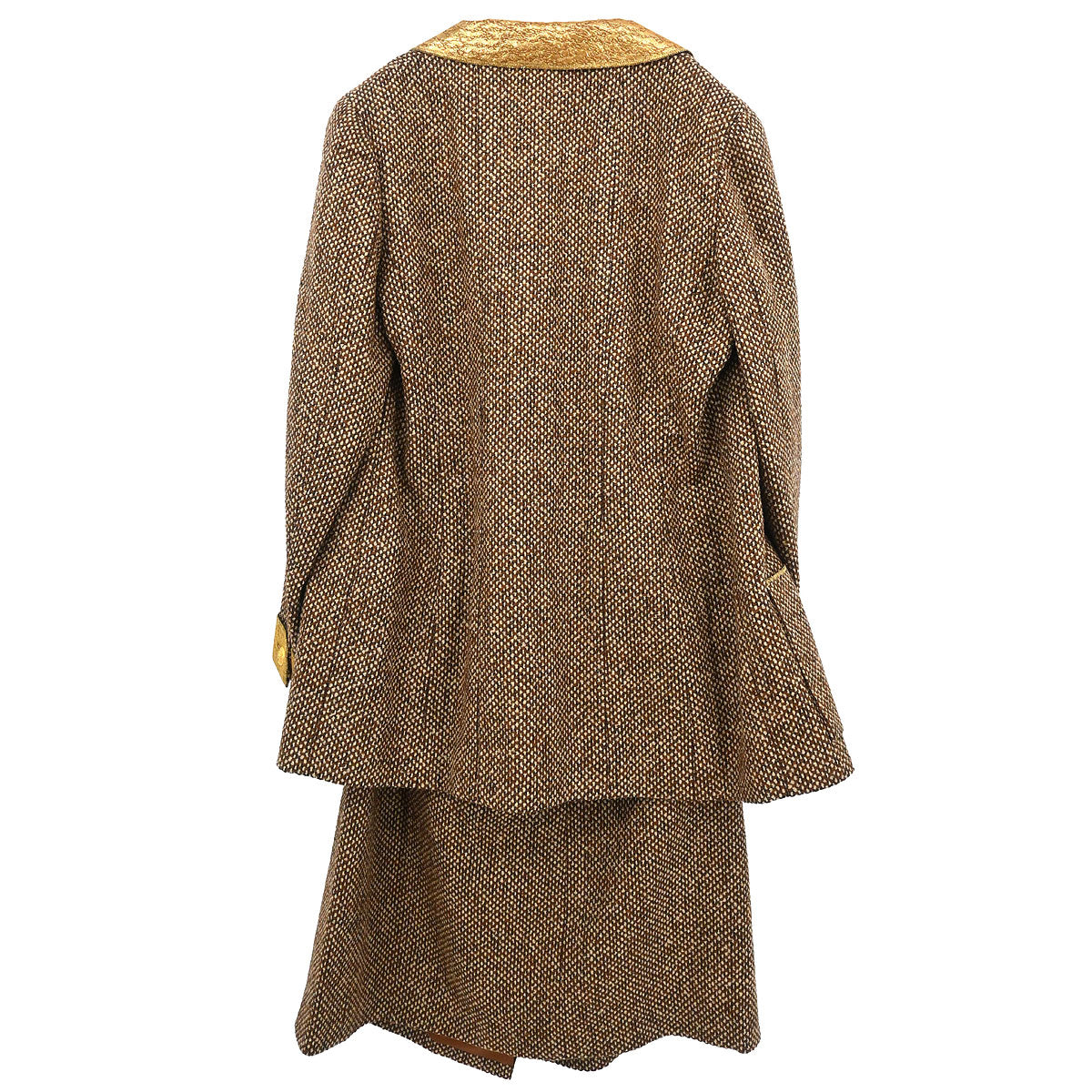 Chanel 1996 3 Setup Suit Jacket Top Skirt Brown #44