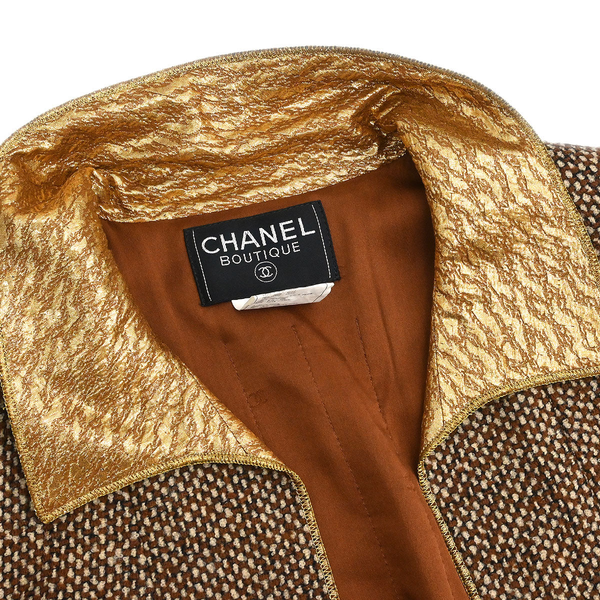 Chanel 1996 3 Setup Suit Jacket Top Skirt Brown #44