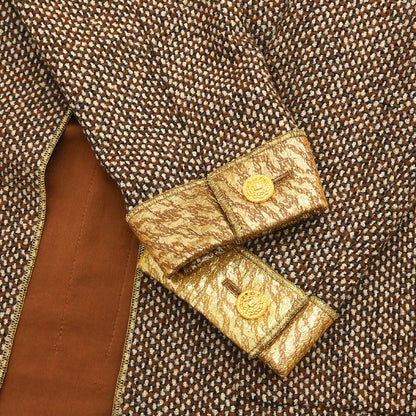 Chanel 1996 3 Setup Suit Jacket Top Skirt Brown #44