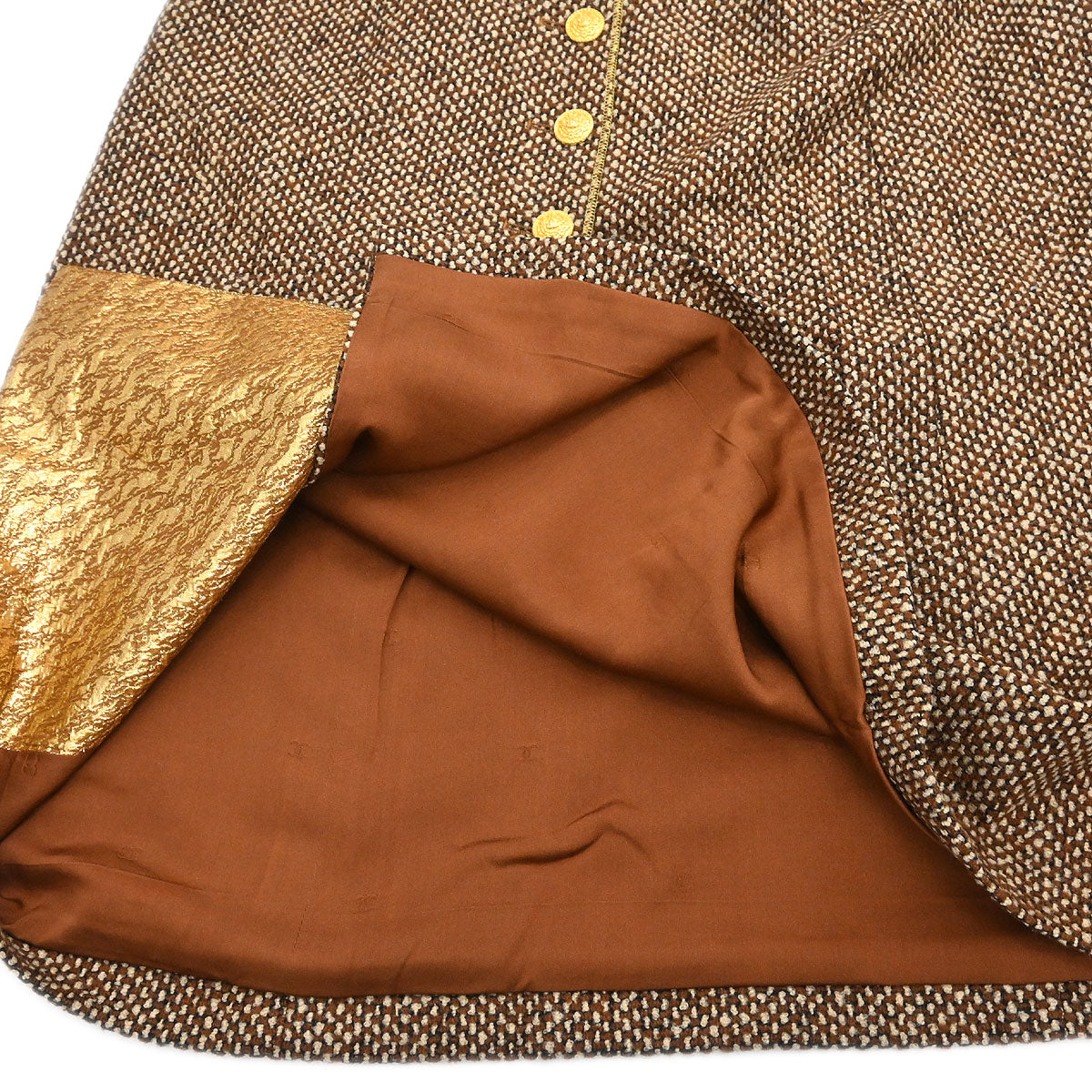 Chanel 1996 3 Setup Suit Jacket Top Skirt Brown #44