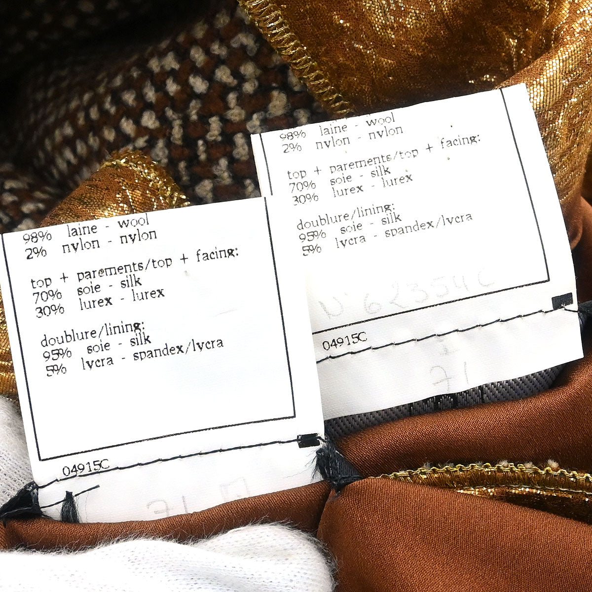 Chanel 1996 3 Setup Suit Jacket Top Skirt Brown #44