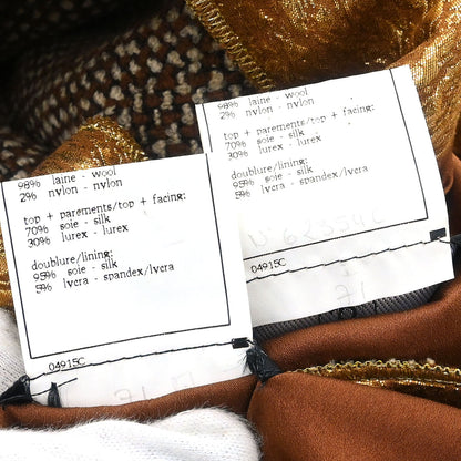 Chanel 1996 3 Setup Suit Jacket Top Skirt Brown #44