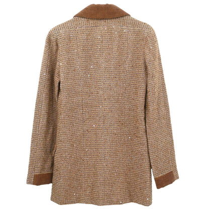 Chanel Single Breasted Jacket Brown #38