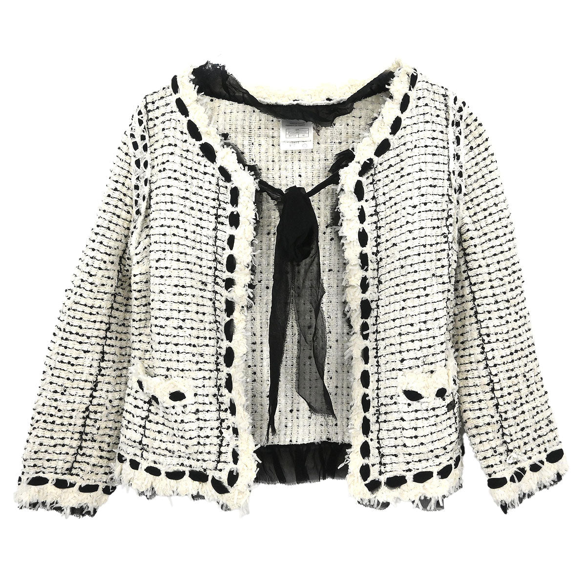 Chanel 2005 Single Breasted Collarless Jacket White #40