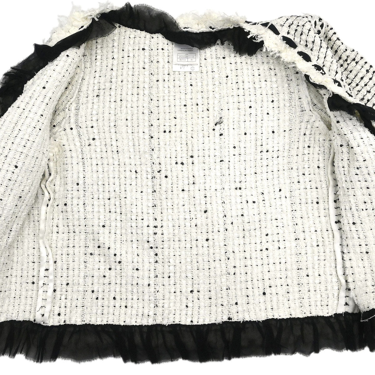 Chanel 2005 Single Breasted Collarless Jacket White #40