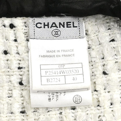 Chanel 2005 Single Breasted Collarless Jacket White #40