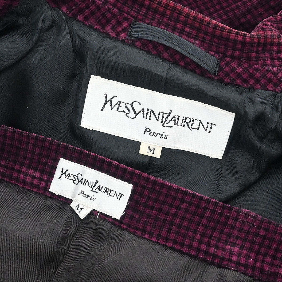 Yves Saint Laurent Setup Suit Jacket Skirt Bordeaux #M