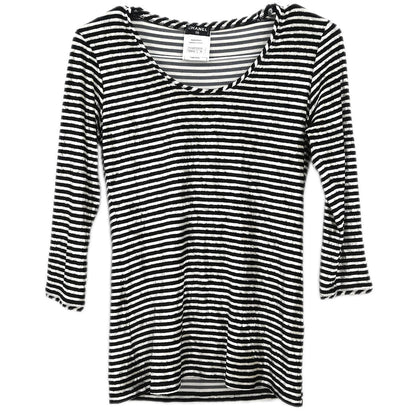 Chanel 2010 Round Neck Top Stripe Black White #38
