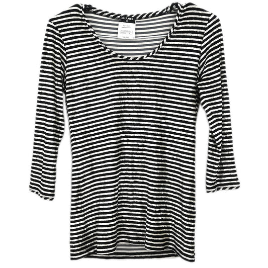 Chanel 2010 Round Neck Top Stripe Black White #38