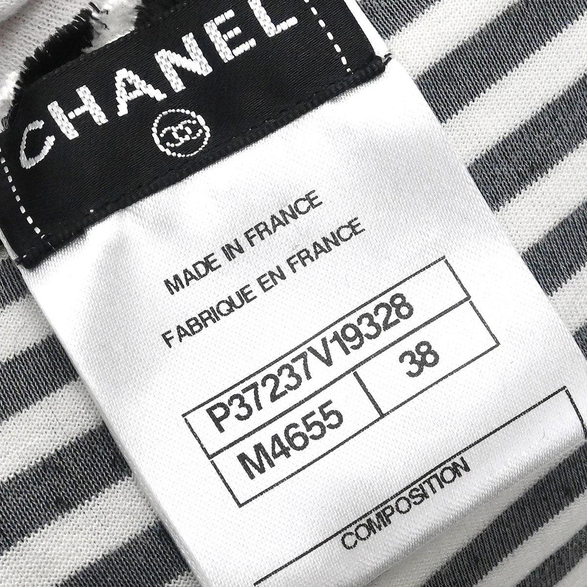 Chanel 2010 Round Neck Top Stripe Black White #38