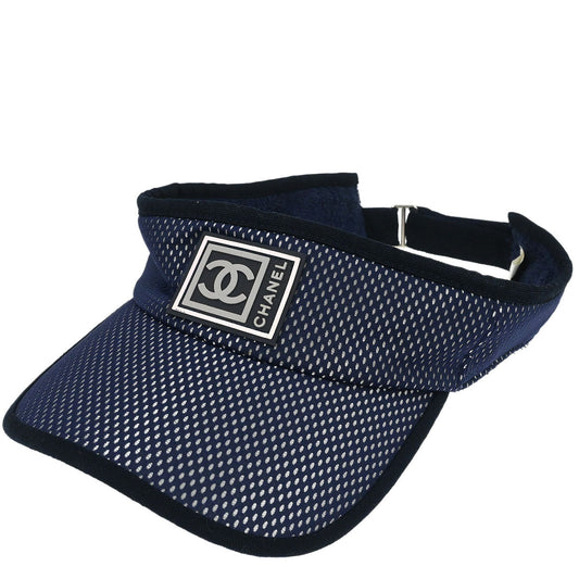 Chanel Navy Sport Line Visor Hat #One Size Small Good