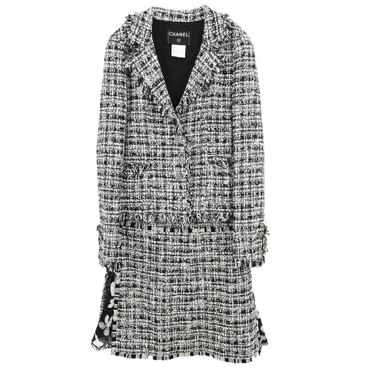 Chanel 2004 Setup Suit Jacket Skirt Tweed Black #34