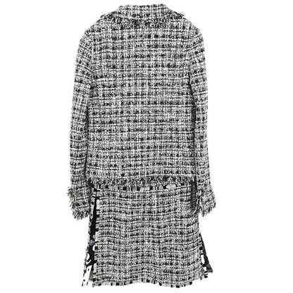 Chanel 2004 Setup Suit Jacket Skirt Tweed Black #34
