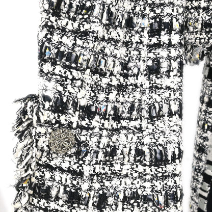 Chanel 2004 Setup Suit Jacket Skirt Tweed Black #34