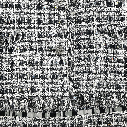 Chanel 2004 Setup Suit Jacket Skirt Tweed Black #34