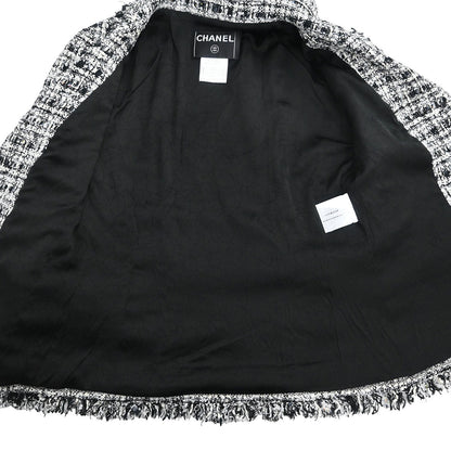 Chanel 2004 Setup Suit Jacket Skirt Tweed Black #34