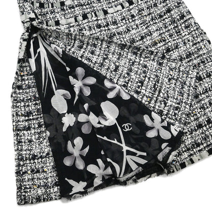 Chanel 2004 Setup Suit Jacket Skirt Tweed Black #34