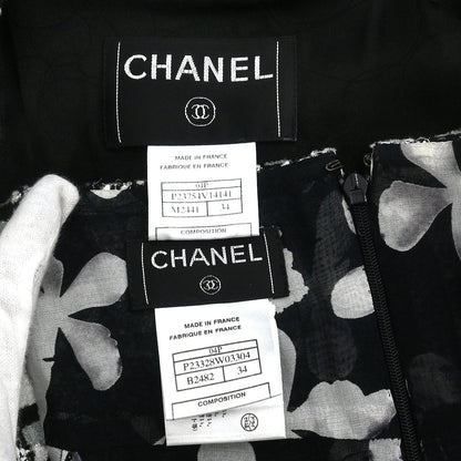 Chanel 2004 Setup Suit Jacket Skirt Tweed Black #34