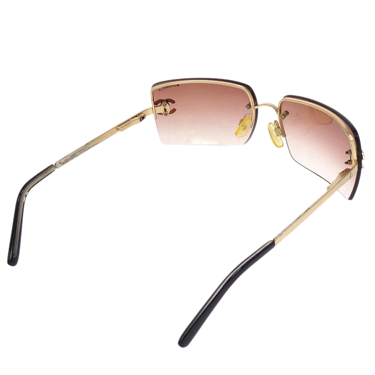 Chanel Sunglasses Eyewear Brown Rhinestone 62□15 Small Good