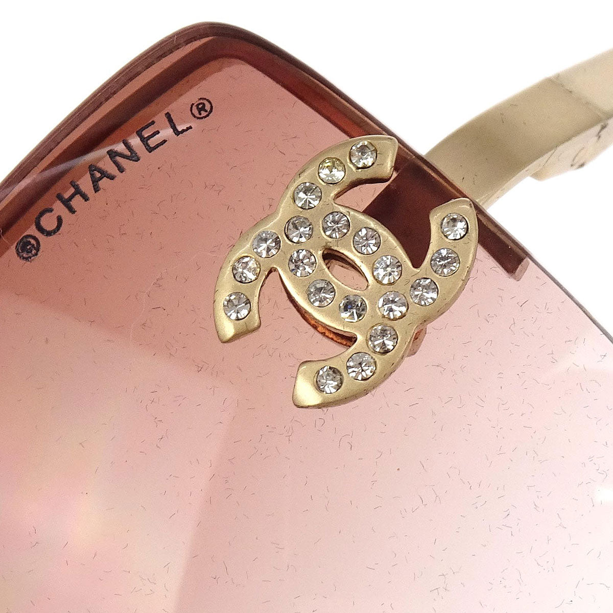 Chanel Sunglasses Eyewear Brown Rhinestone 62□15 Small Good