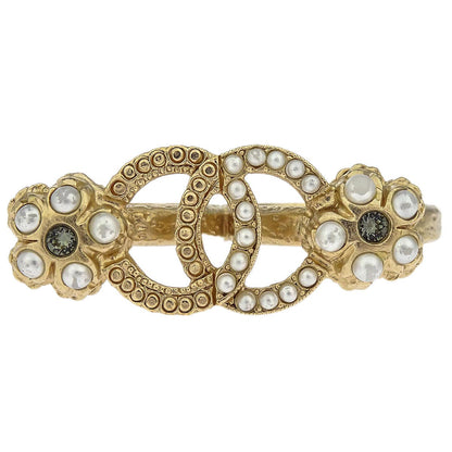 Chanel CC Ring Rhinestone Costume Pearl Gold #53 #52 A16K