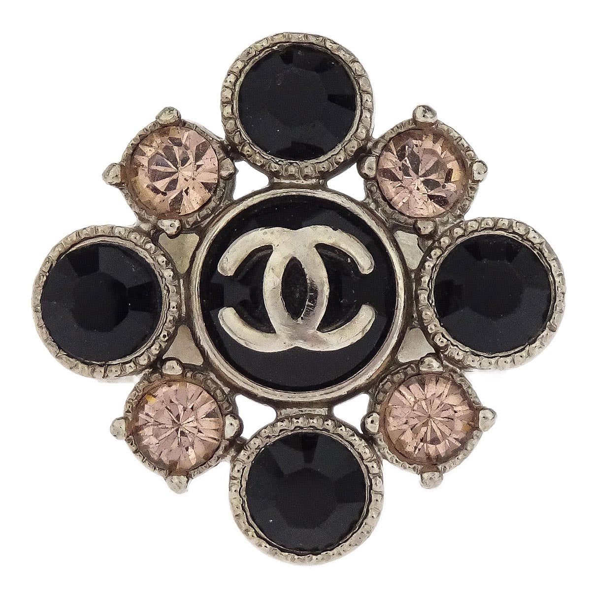 Chanel Rinestone Rings Chanel CC Ring Rhinestone Silver #53 08C – AMORE Vintage Tokyo