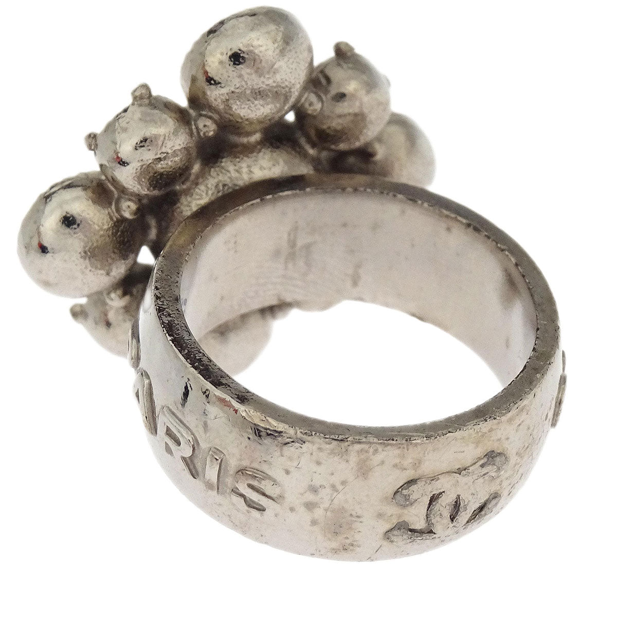 Chanel CC Ring Rhinestone Silver #53 08C