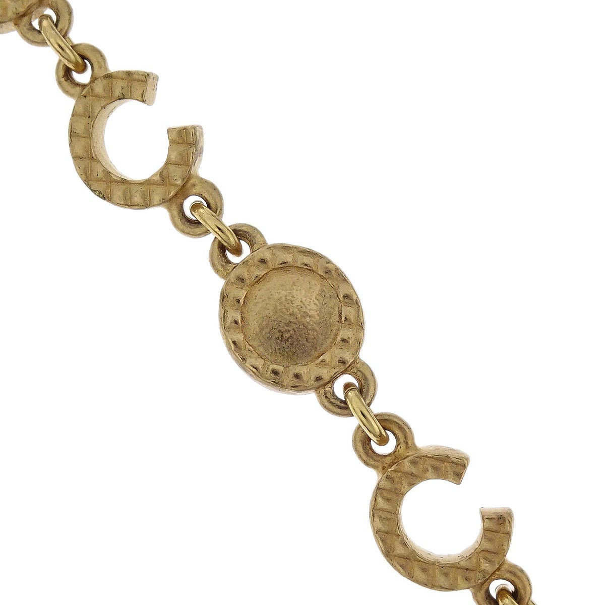 Chanel Coco CC Gold Chain Necklace Costume Pearl A17P