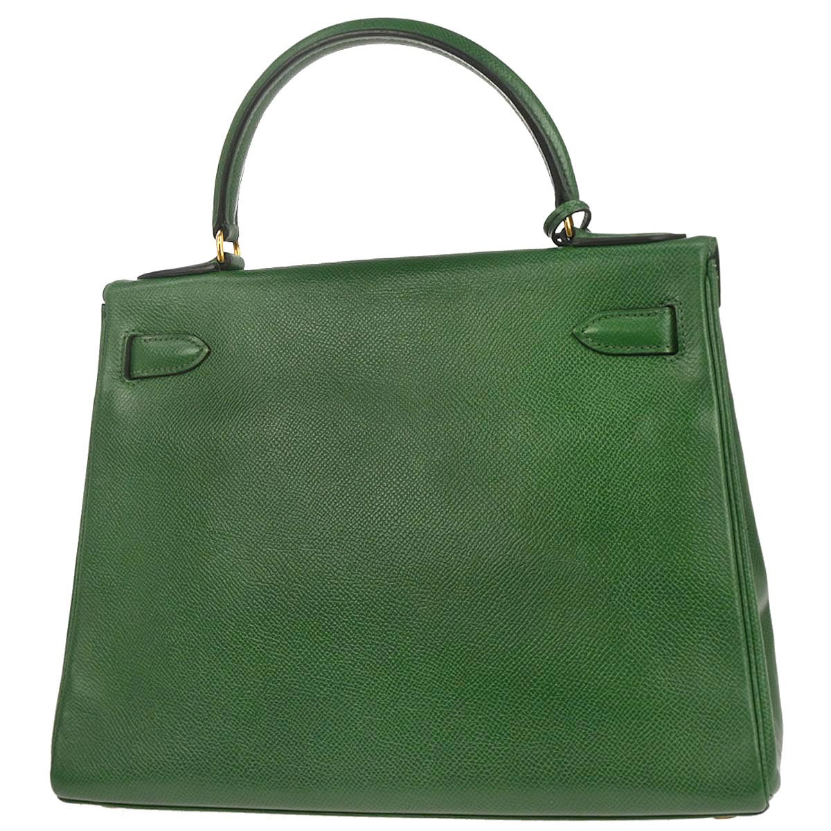 Hermes Green Courchevel Kelly 28 Retourne Handbag