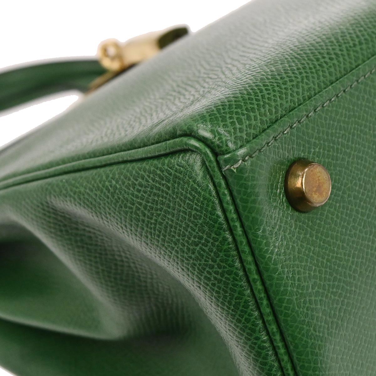 Hermes Green Courchevel Kelly 28 Retourne Handbag