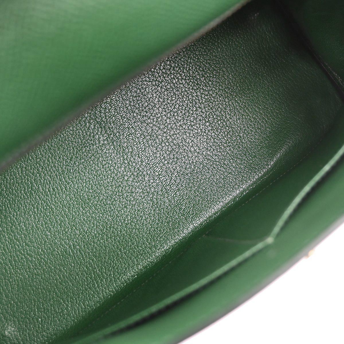 Hermes Green Courchevel Kelly 28 Retourne Handbag