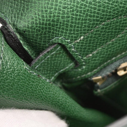 Hermes Green Courchevel Kelly 28 Retourne Handbag