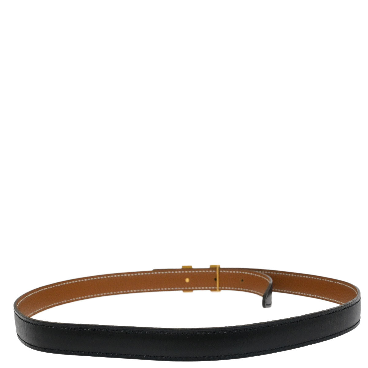 Hermes Black Box Calf Constance Reversible Belt #75 Small Good