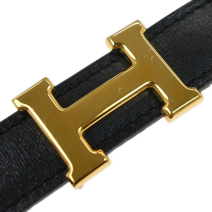 Hermes Black Box Calf Constance Reversible Belt #75 Small Good