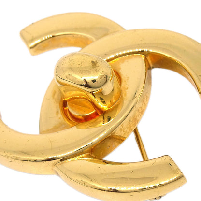 Chanel Turnlock Brooch Pin Gold Large 96A