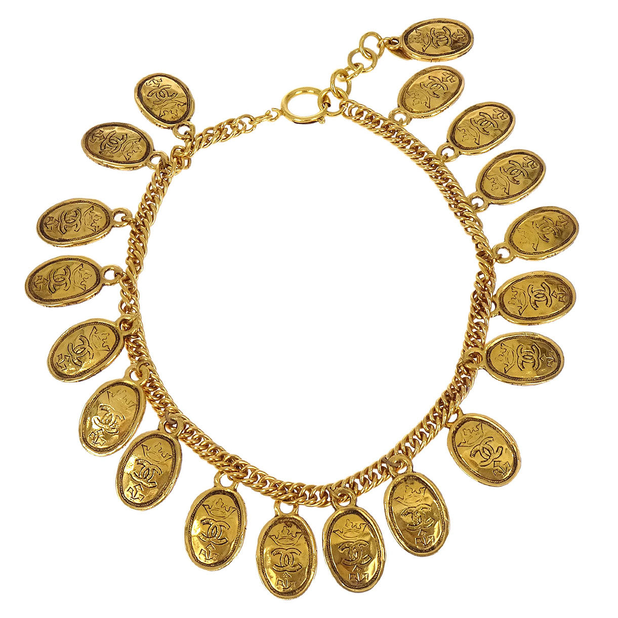 Chanel Charm Oval Gold Chain Necklace 26