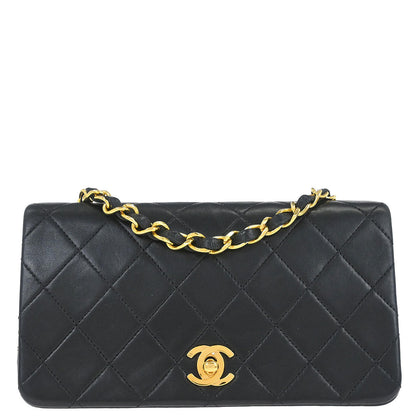 Chanel Black Lambskin Turnlock Mini Full Flap Shoulder Bag